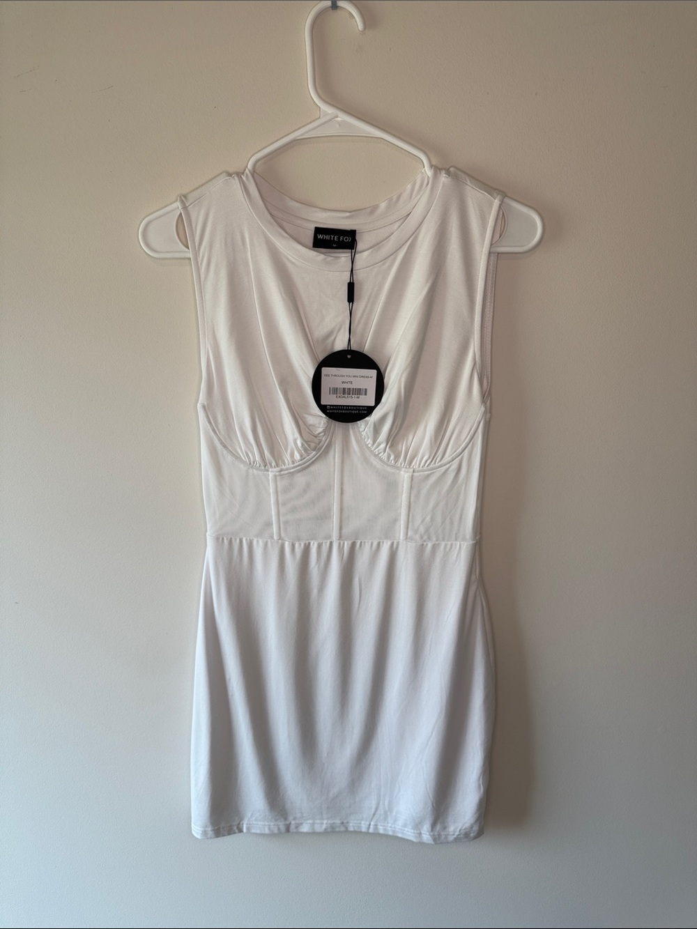 White Fox Sleeveless Bodycon Dress - White